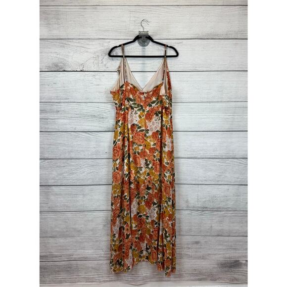 Shein Curve Plus Size Fall Orange Yellow Sleeveless Ruffle Midi Dress Size 4XL - Picture 6 of 7